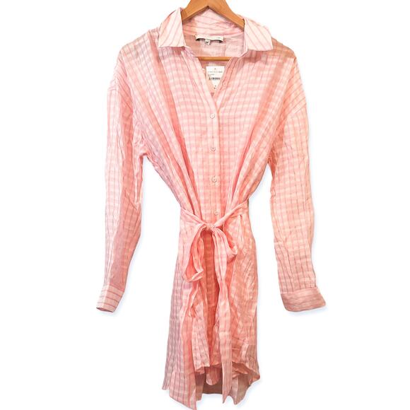 NWT ENGLISH FACTORY Pink Gingham Belted Shirt Dress Sz. M - Picture 2 of 5